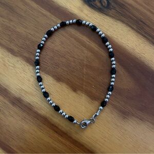 Sterling Silver and Onyx Faceted Bracelet